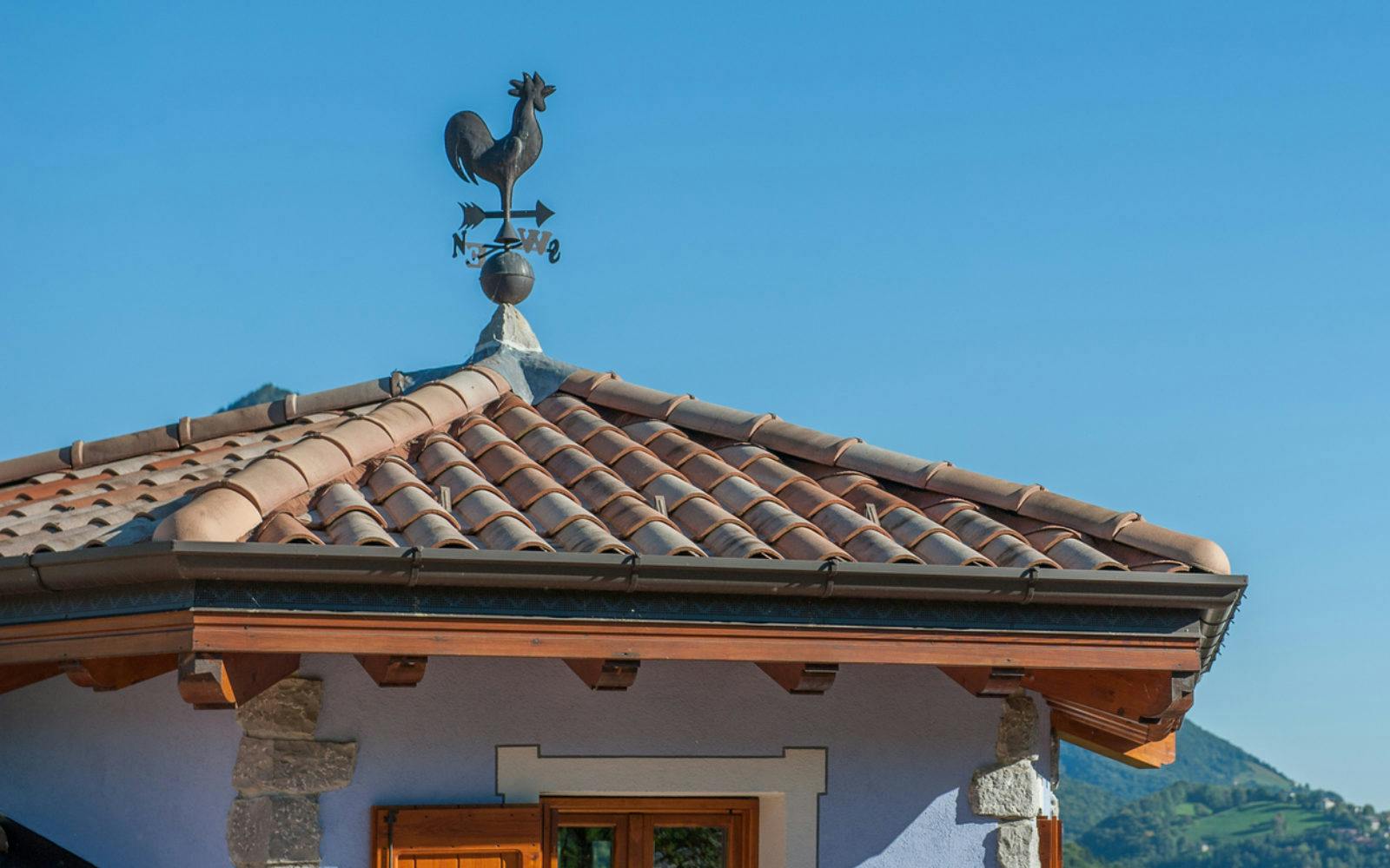 Roof finial on tiled roof
