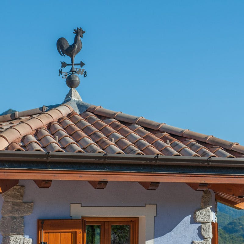 Roof finial on tiled roof
